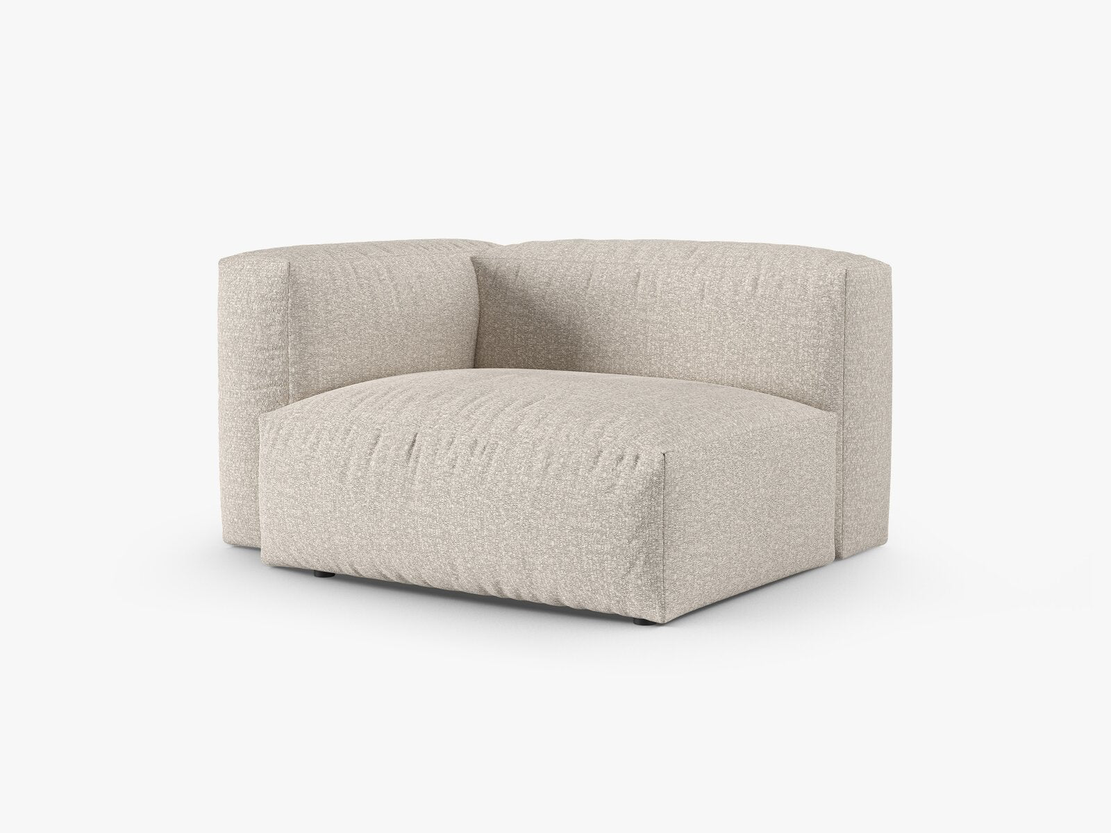 Micadoni Eckmodul mit Armlehne Martina 1-Sitzer 90cm Sitztiefe Links Boucle Monet Beige