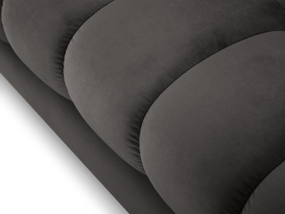 Cosmopolitan Design Ecksofa Bali 5-Sitzer Samt Bluvel Dunkelgrau Melange Rechts Beine Gold
