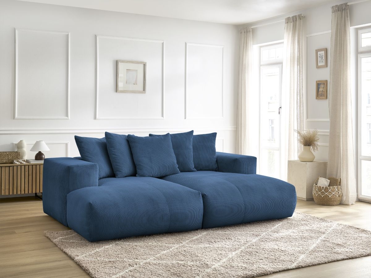 Bobochic Voltaire Sofa 4-Sitzer 248 × 170 cm Cordsamt Dunkelblau