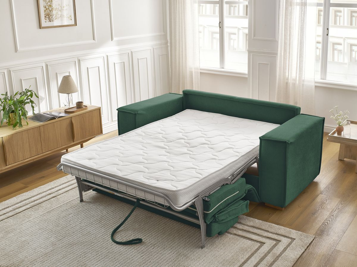 Bobochic Chelsea Schlafsofa 3-Sitzer Strukturstoff Grün, Liegefläche 160 × 200 cm