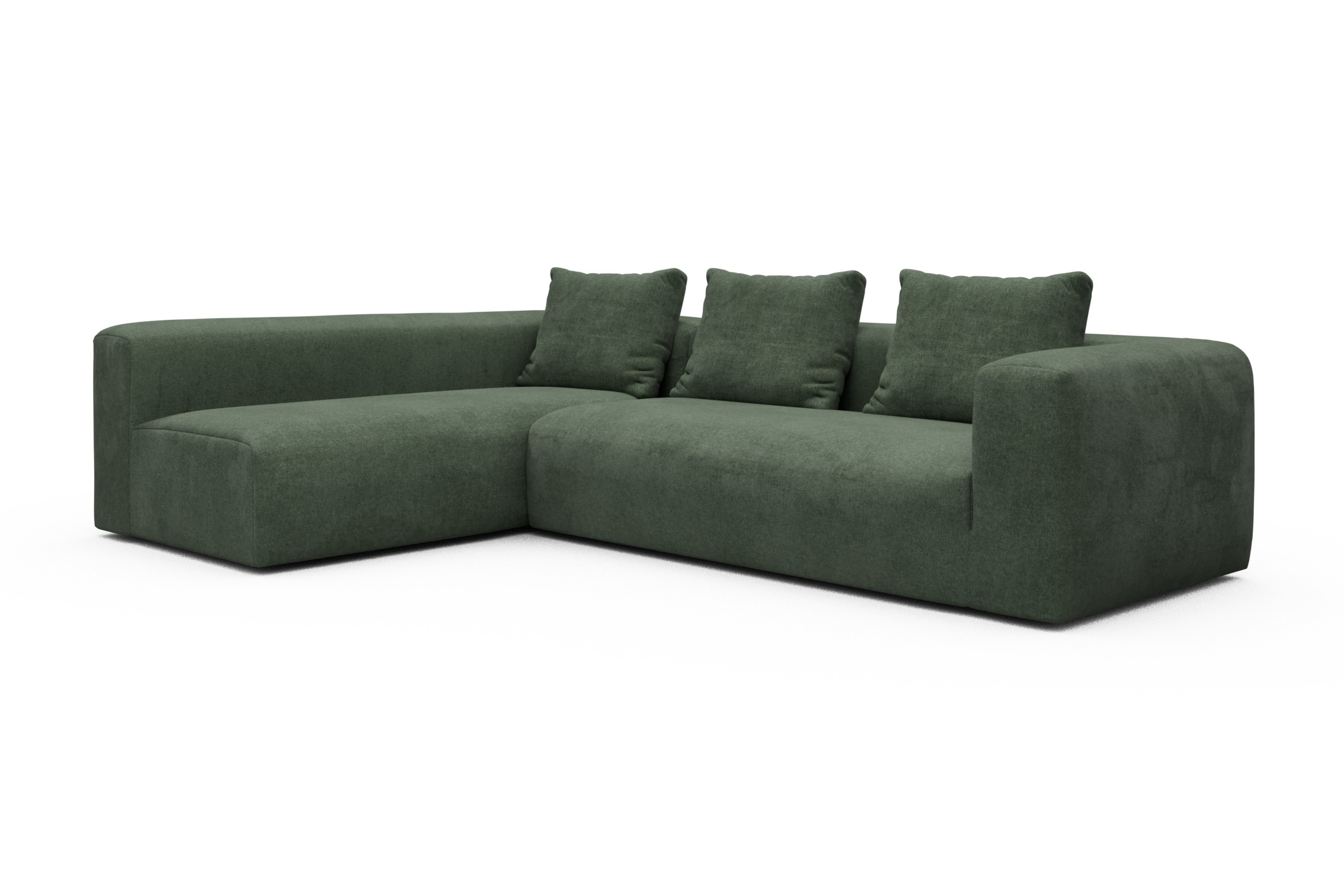 Ecksofa Fred 2x 2,5-Sitzer links offen Casone-Forest-Green