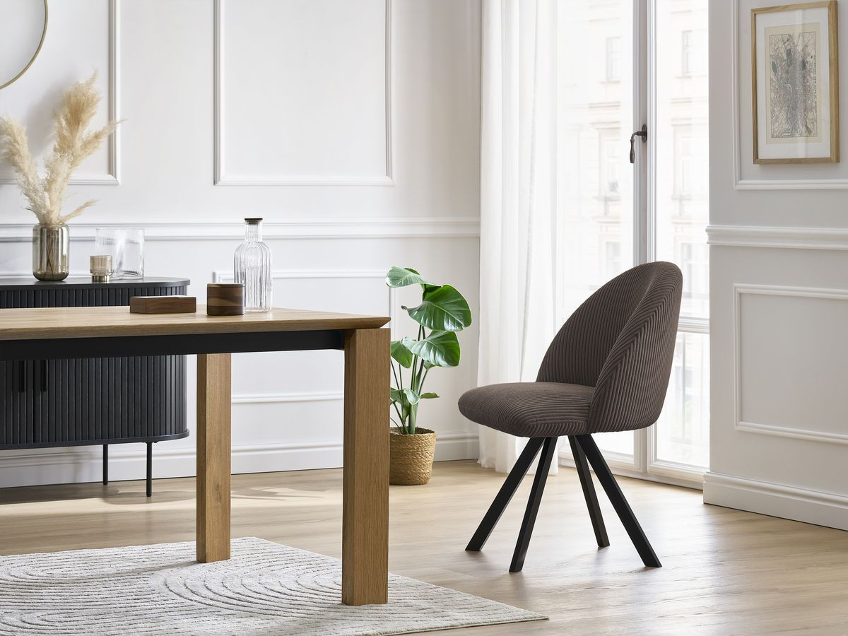 Bobochic Lalie Esszimmerstuhl 4er-Set mit Sternfuß Cordsamt Braun