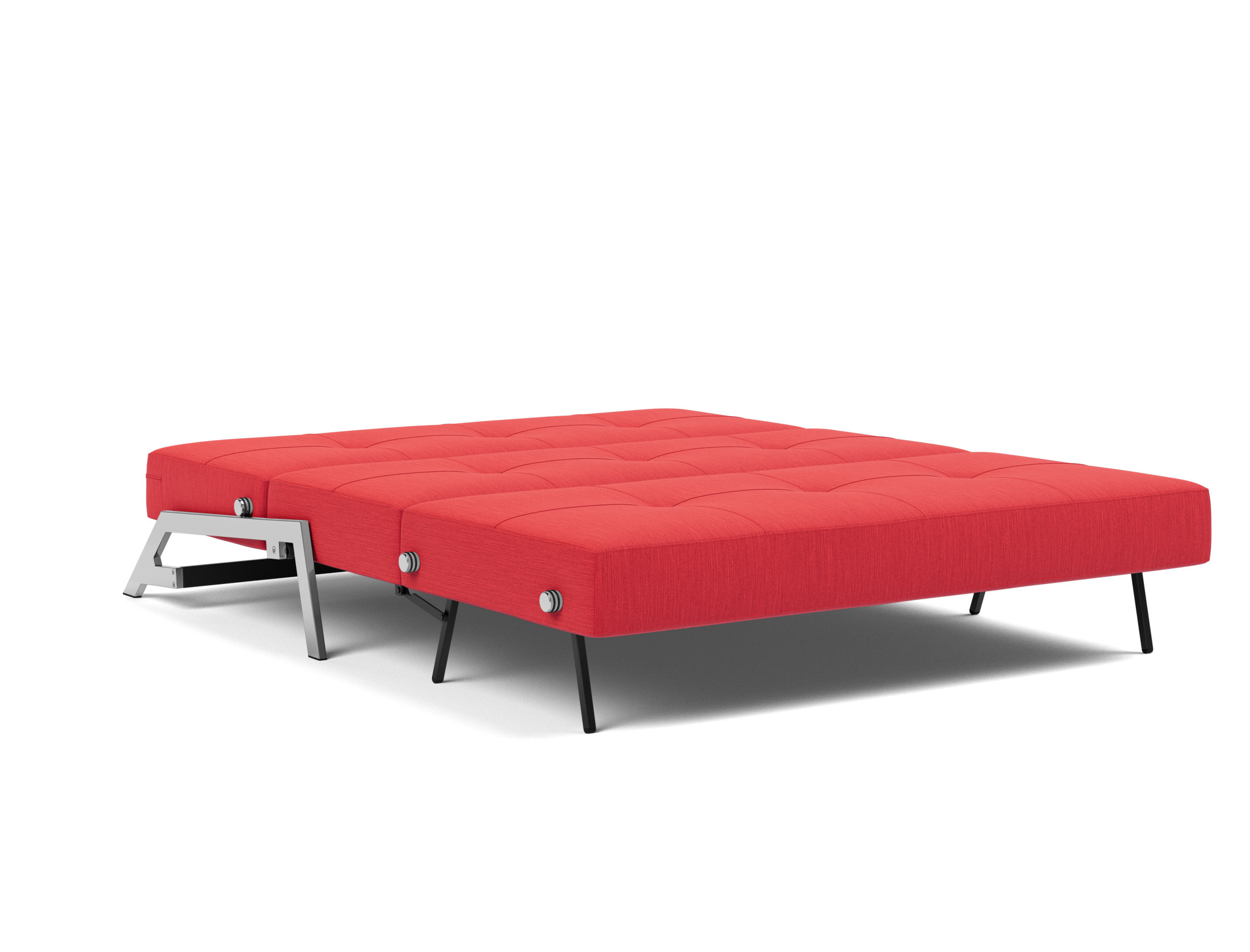 Schlafsofa Cubed 160 Flachgewebe Elegance 511-Red Beine Chrom