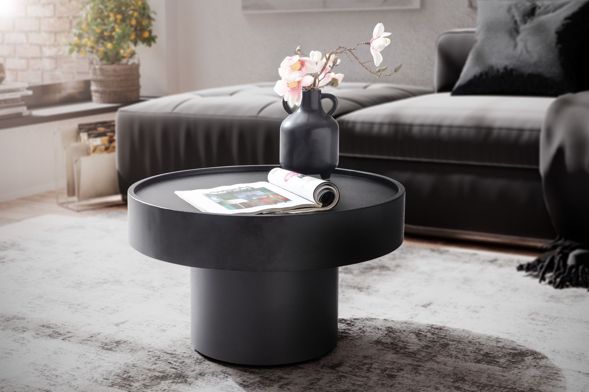 Couchtisch Bjarkoy Metall Schwarz Ø 60 cm