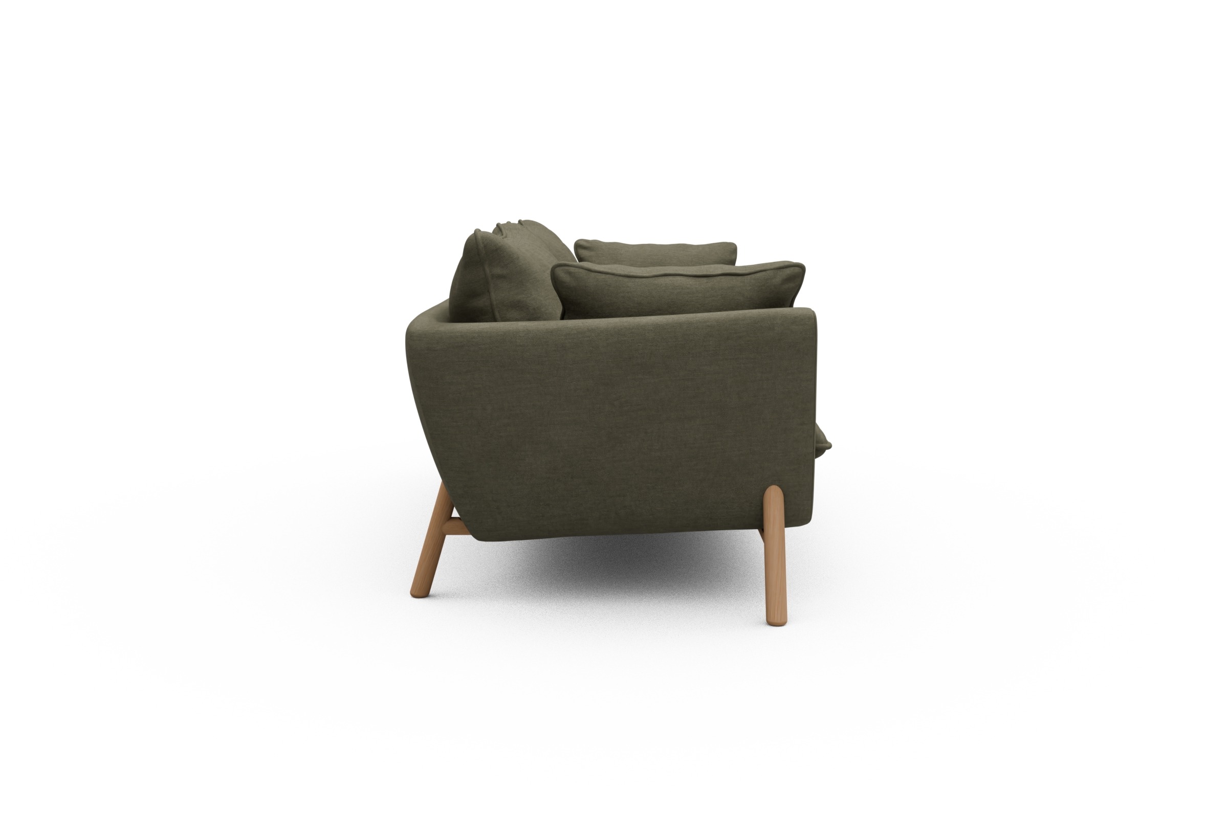Sofa Emil PREMIUM 3-Sitzer Beinfarbe Eiche Natur Vivus-Dusty-Olive