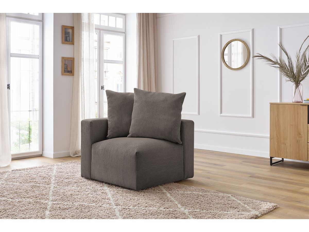 Bobochic Voltaire Eckmodul Cordsamt Taupe Ecke links