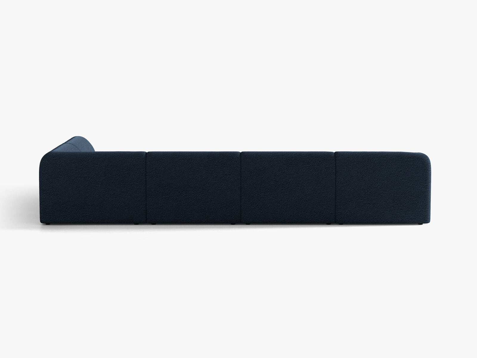 Micadoni Panorama-Ecksofa Miley 6-Sitzer Rechts Boucle Baloo Dunkelblau