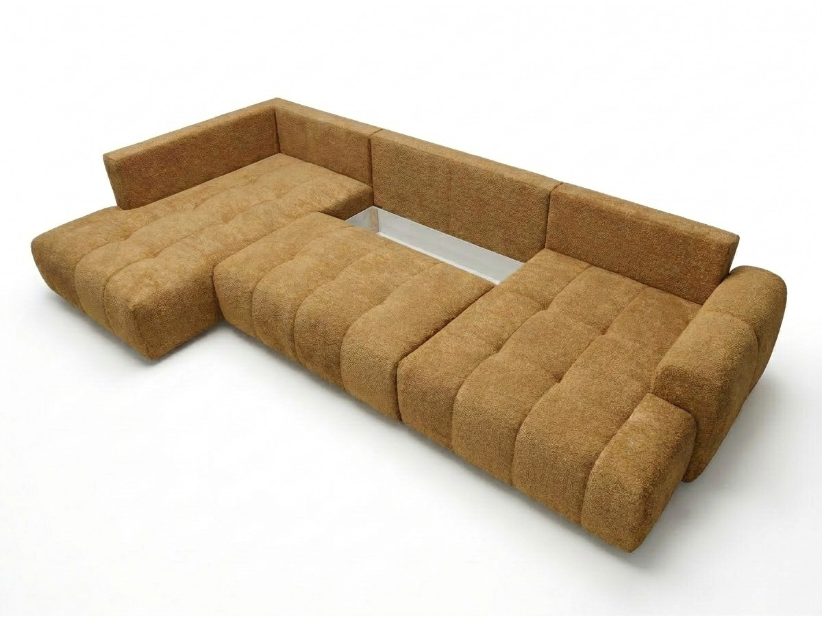 Bobochic Roxelane Wohnlandschaft Bouclé-Stoff Gelb Ecke links