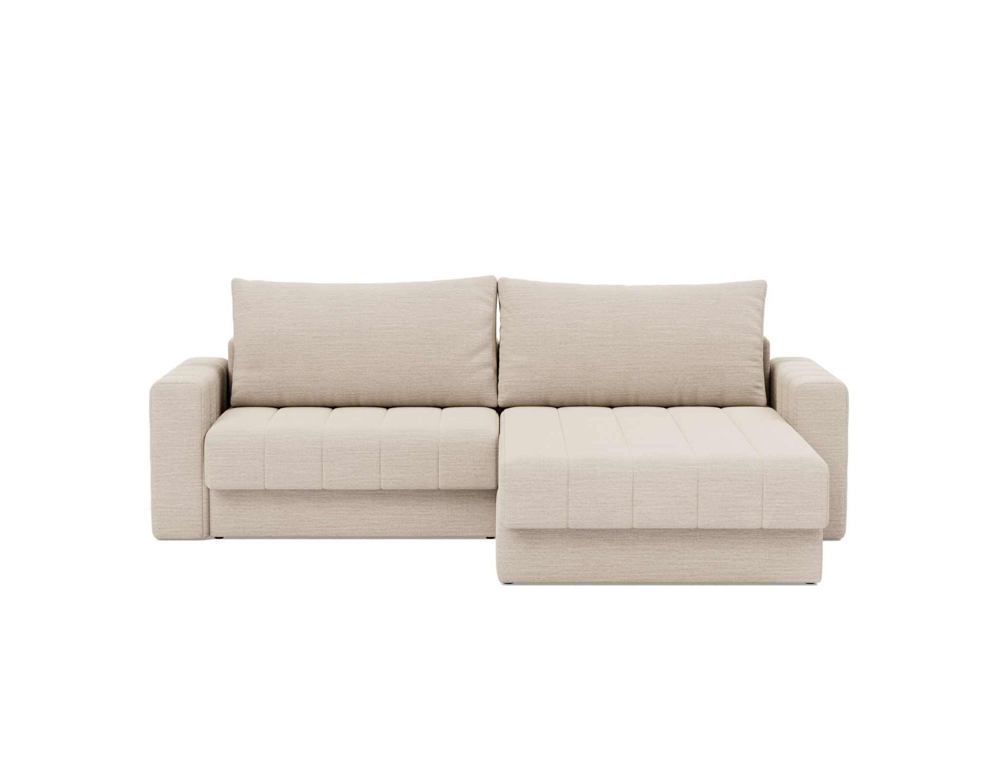 Schlafsofa Akello mit Chaiselongue und Armlehnen Webstoff Blida 612-Sand-Grey