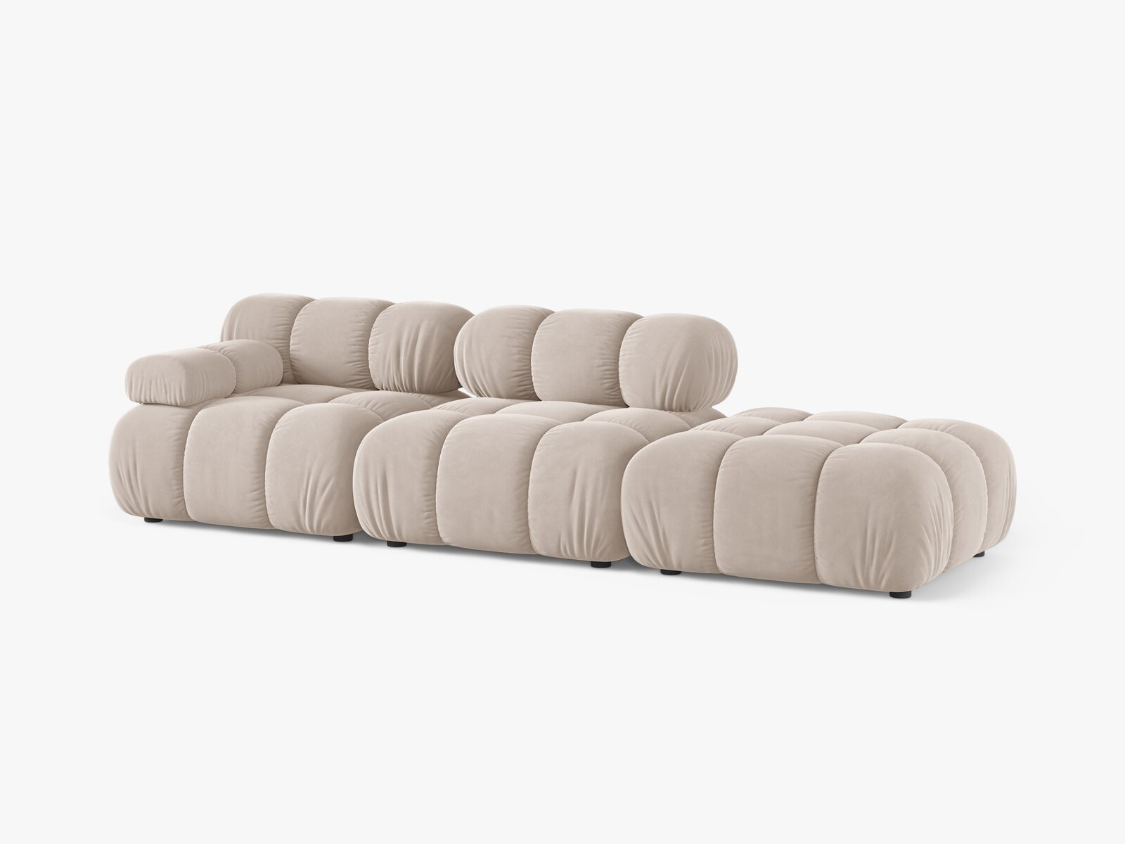 Micadoni Modulares Sofa Bellis 4-Sitzer Rechts Samt Venus Helles Beige