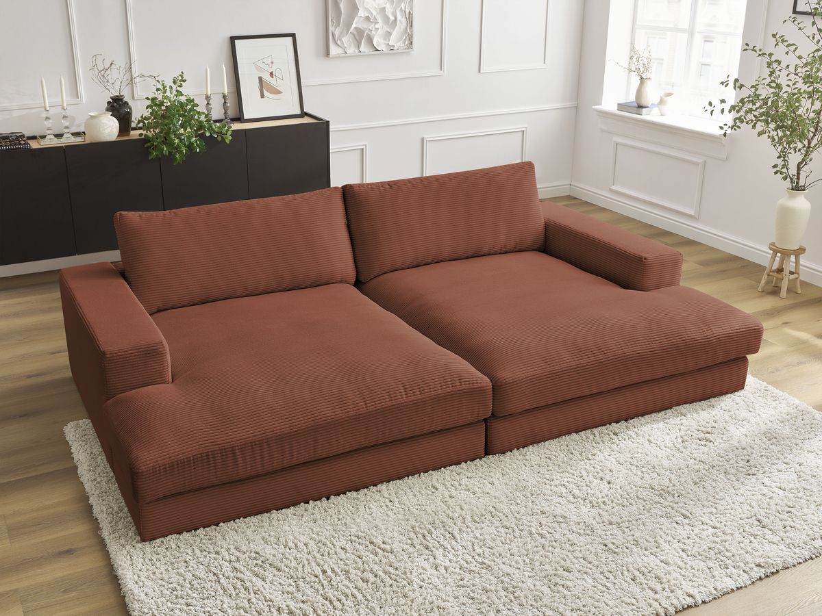 Bobochic Leonard Sofa 4-Sitzer 234 × 159 cm Cordsamt Orange