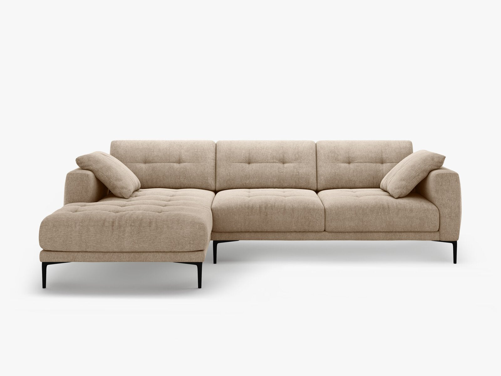 Micadoni Ecksofa Bemy 3-Sitzer Links Strukturierter Stoff Sand