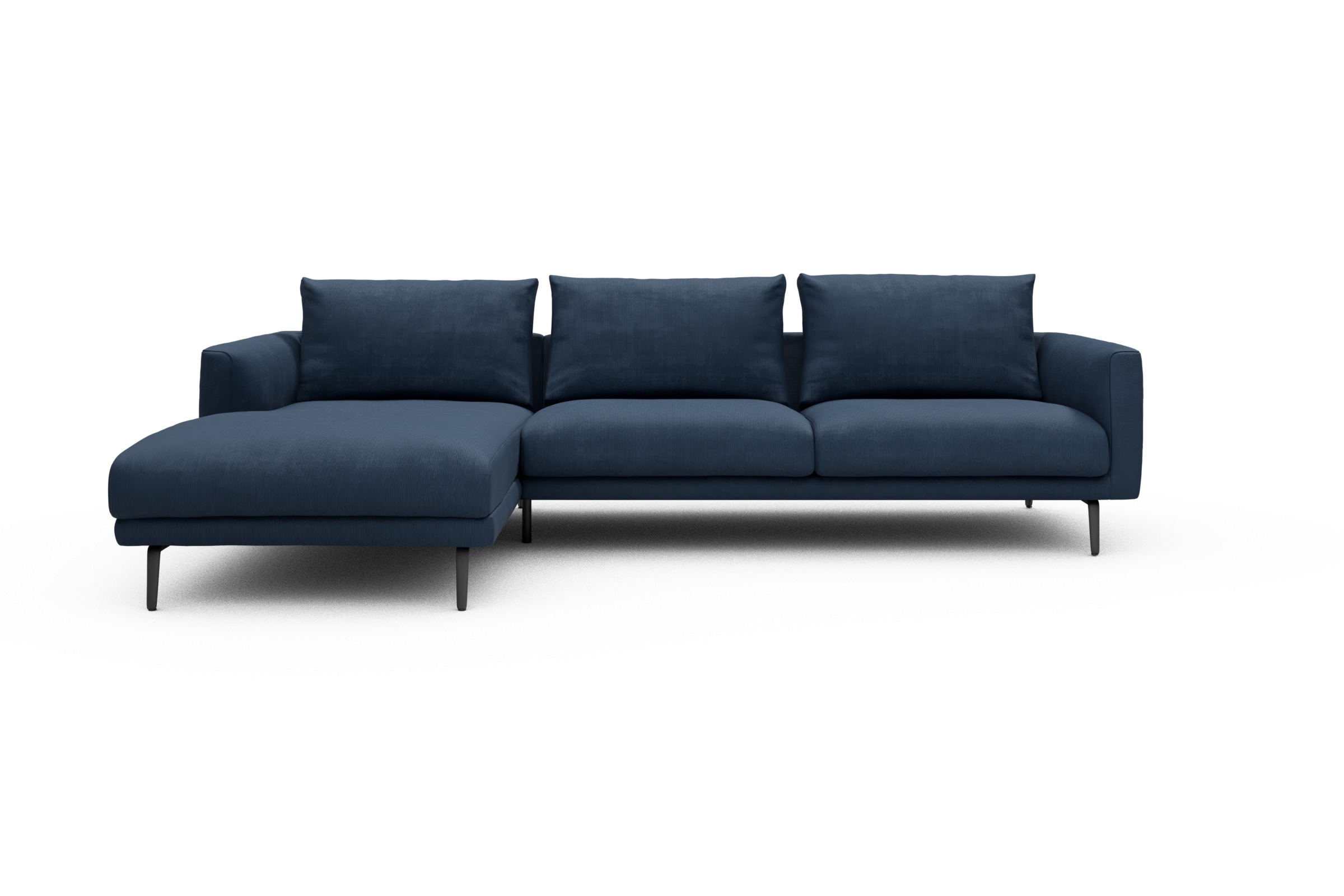 Skandi Home Ecksofa Karl Chaiselongue links mit 2,5-Sitzer Cordufine-Royal-Blue moebelfaktor