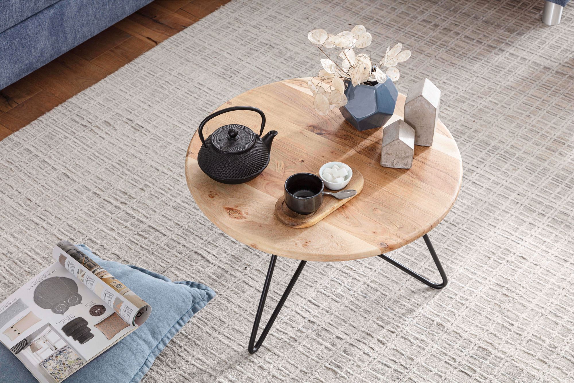 Couchtisch Martofte Akazie Massivholz Ø 60 cm