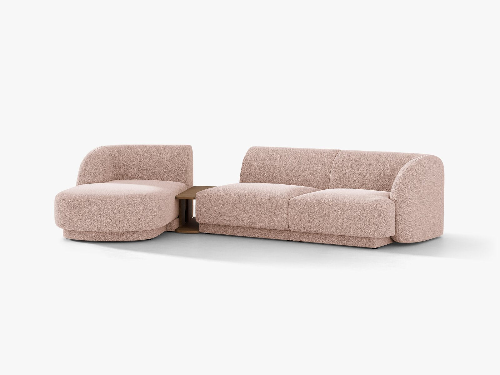 Micadoni Modulares Sofa Miley mit Recamiere 3-Sitzer Links Boucle Baloo Puderrosa