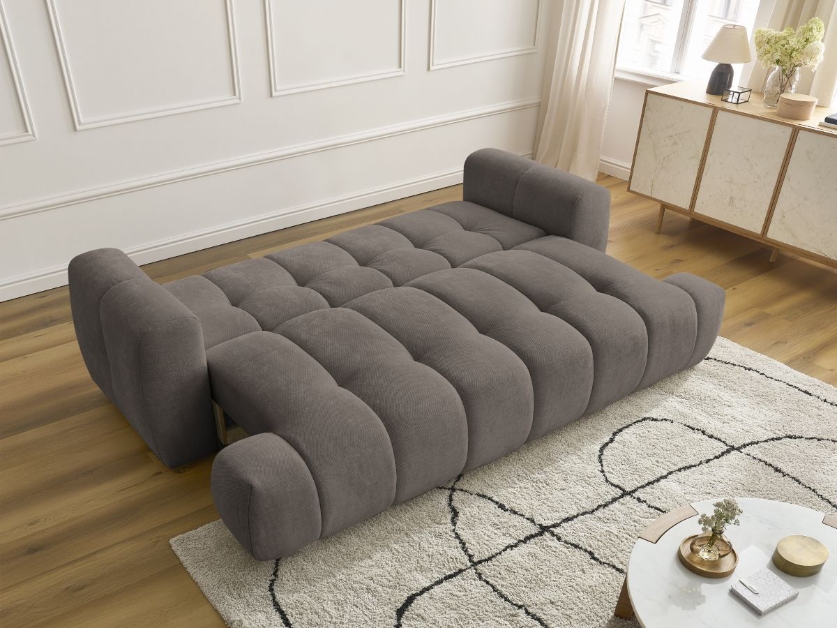 Bobochic Fuji Schlafsofa 3-Sitzer mit Bettkasten Stoff Taupe