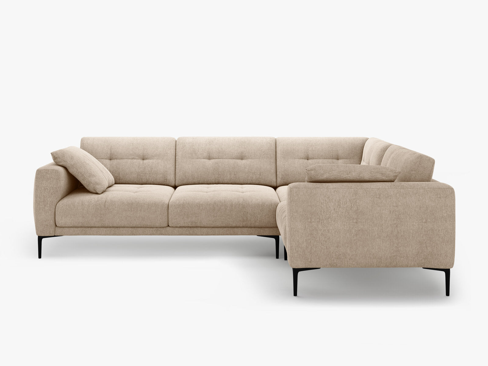 Micadoni Ecksofa Bemy 4-Sitzer Rechts Strukturierter Stoff Sand