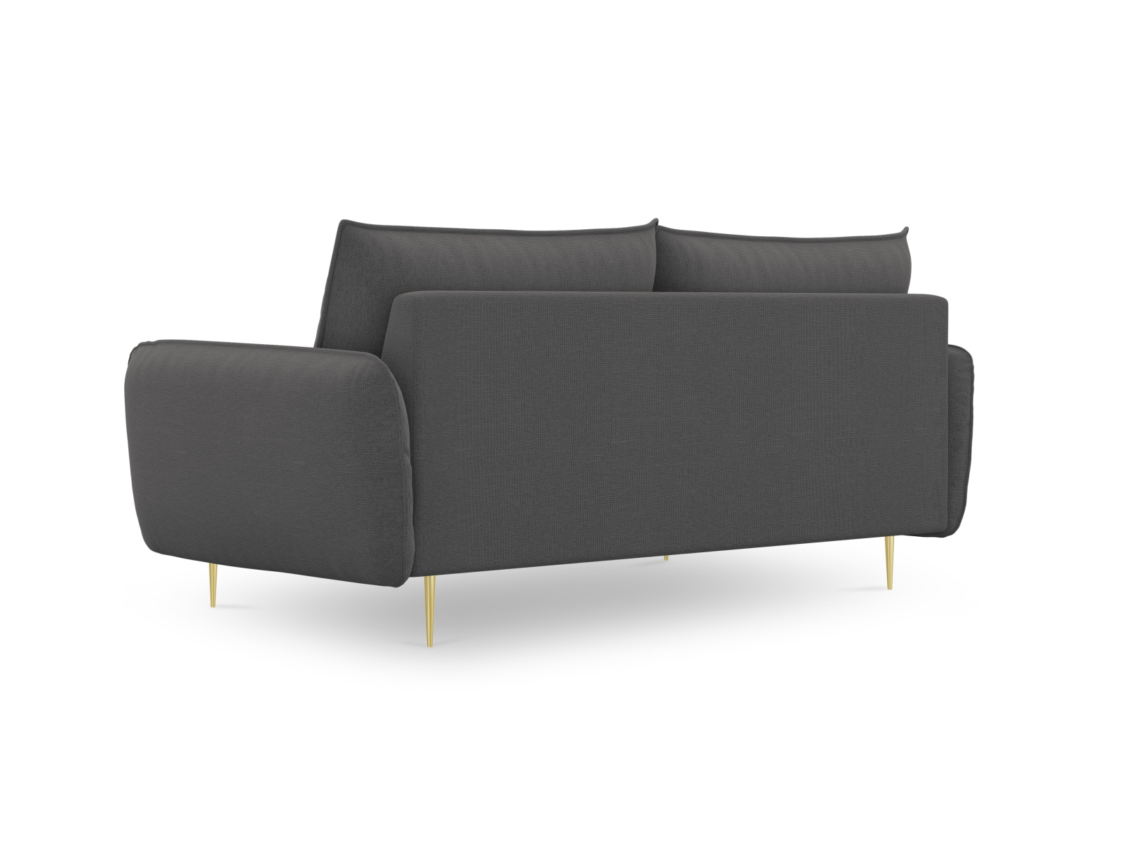 Cosmopolitan Design Sofa Vienna 3-Sitzer Strukturierter Stoff Positano Dunkelgrau Melange Beine Gold