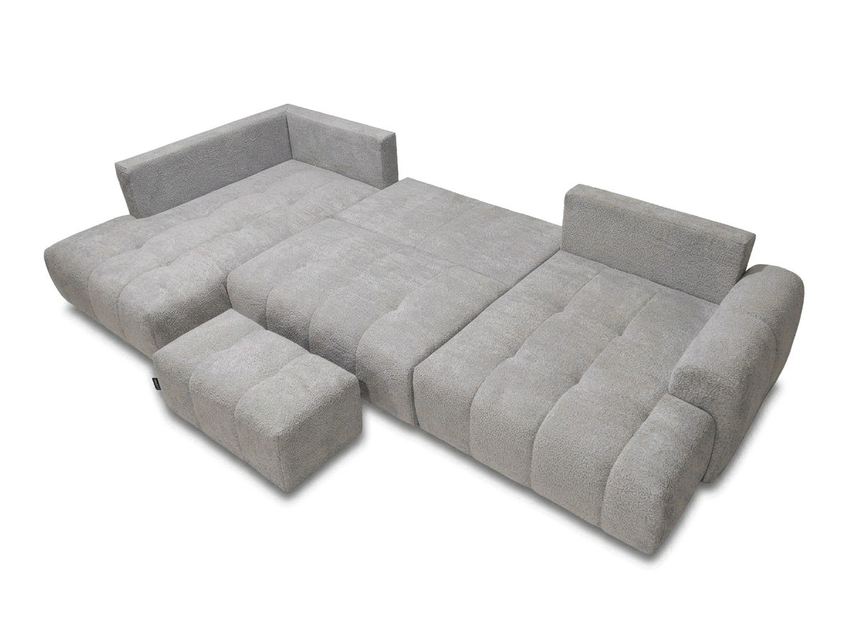 Bobochic Roxelane Wohnlandschaft mit Pouf Bouclé-Stoff Hellgrau Ecke links