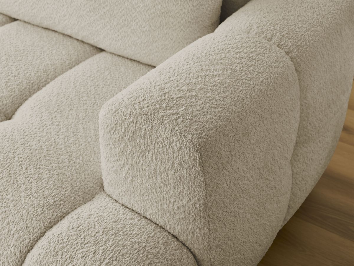 Bobochic Fuji Ecksofa mit Schlaffunktion und Bettkasten 292 × 160 cm Bouclé-Stoff Beige Ecke links