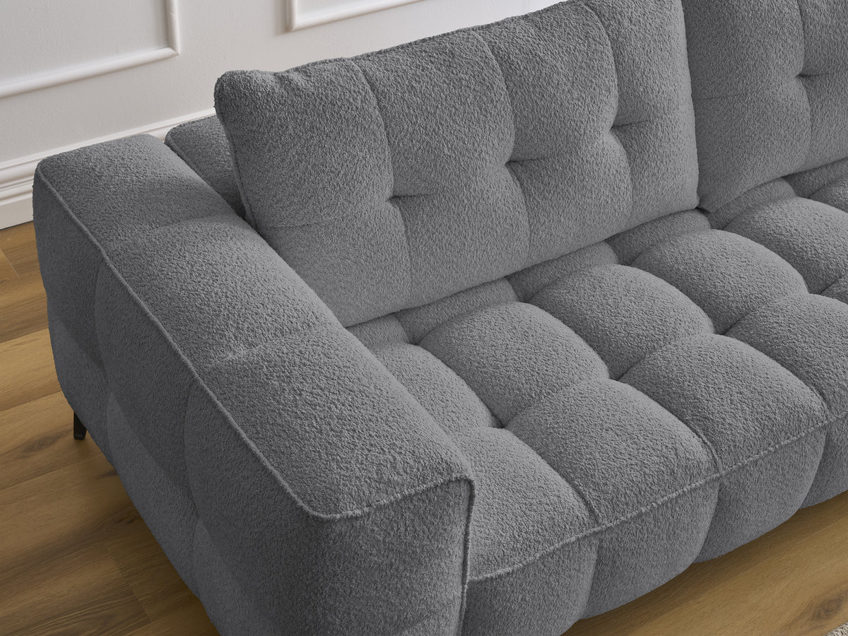 Bobochic Anis Sofa 3-Sitzer Bouclé-Stoff Dunkelgrau