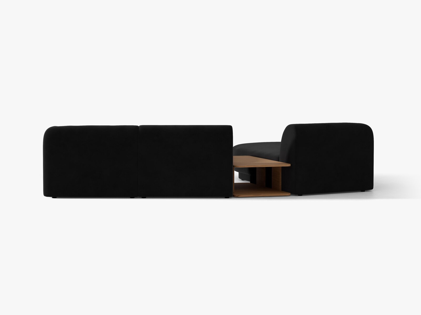 Micadoni Modulares Sofa Miley mit Recamiere 3-Sitzer Links Samt Bluvel Schwarz