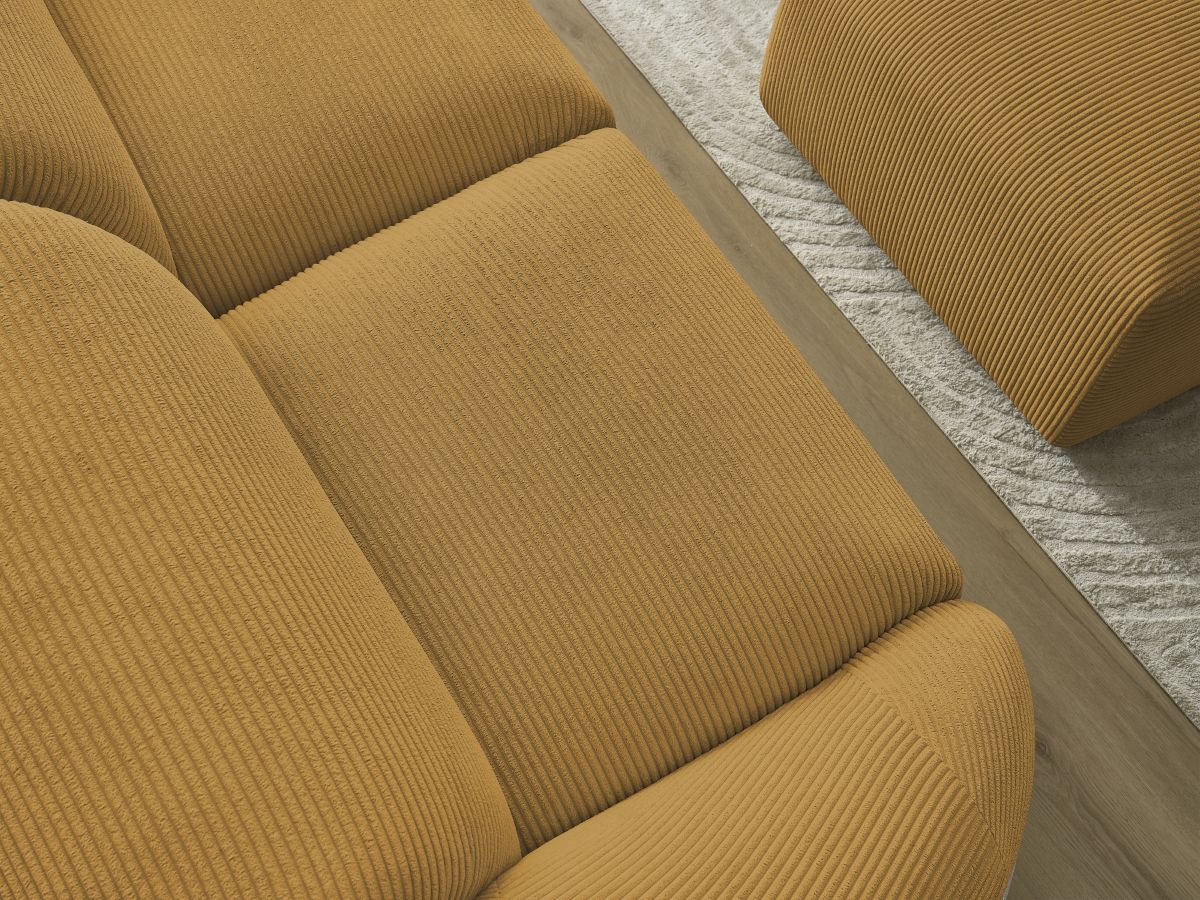 Bobochic Tina Sofa 3-Sitzer mit Pouf Cordsamt Gelb