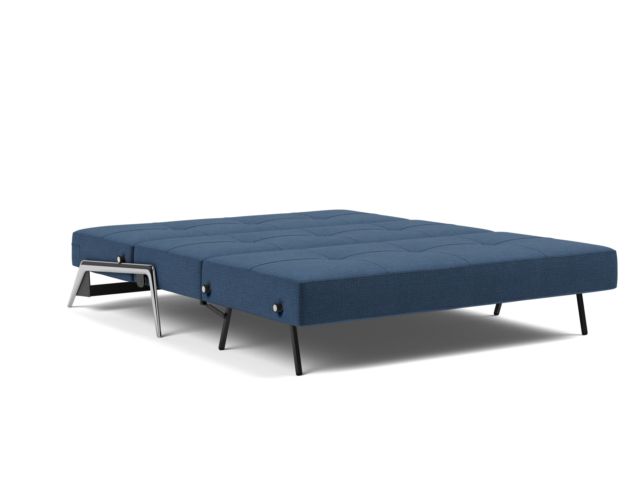 Schlafsofa Cubed 160 Chenille Esina 414-Indigo-Blue Beine Aluminium
