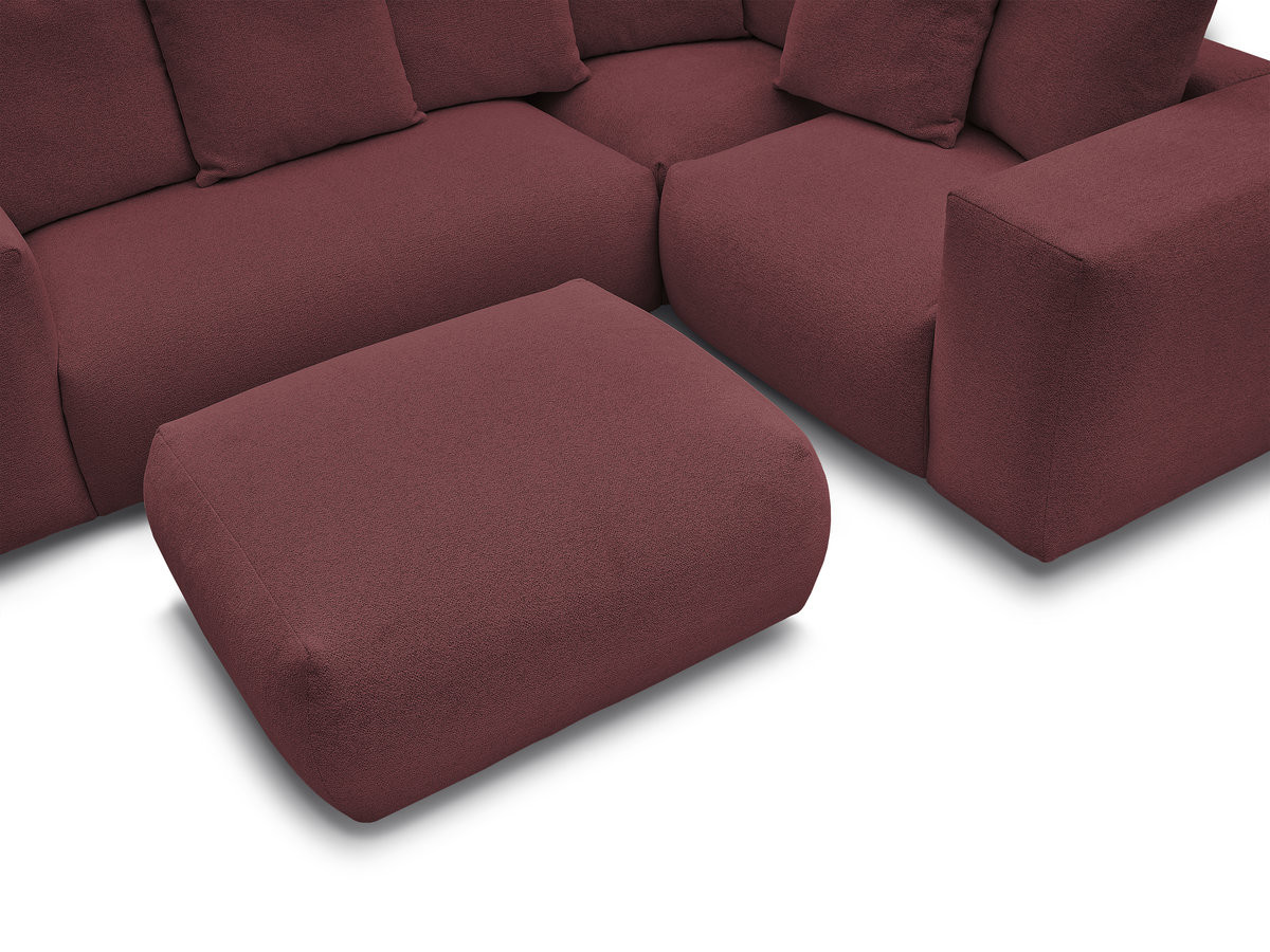 Bobochic Voltaire Ecksofa mit Pouf 268 × 214 cm Melange-Stoff Rot Ecke rechts
