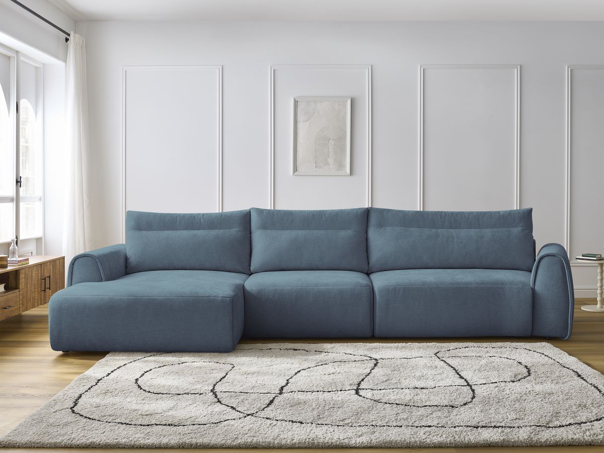 Bobochic Aden Ecksofa 386 × 152 cm Stoff Hellblau Ecke links