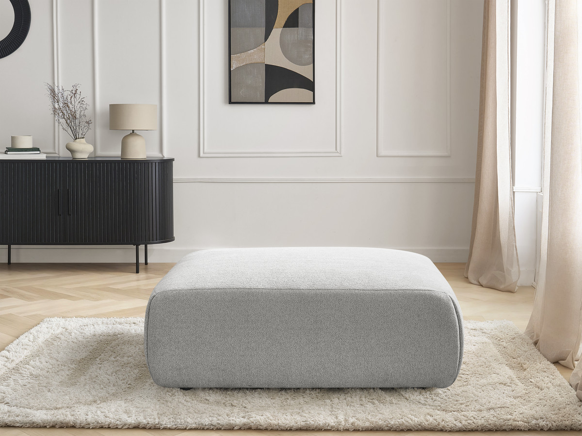 Bobochic Jana Pouf 94 × 114 cm Melange-Stoff Hellgrau