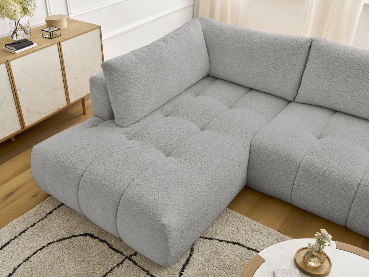 Bobochic Fuji Wohnlandschaft Bouclé-Stoff Hellgrau Ecke rechts