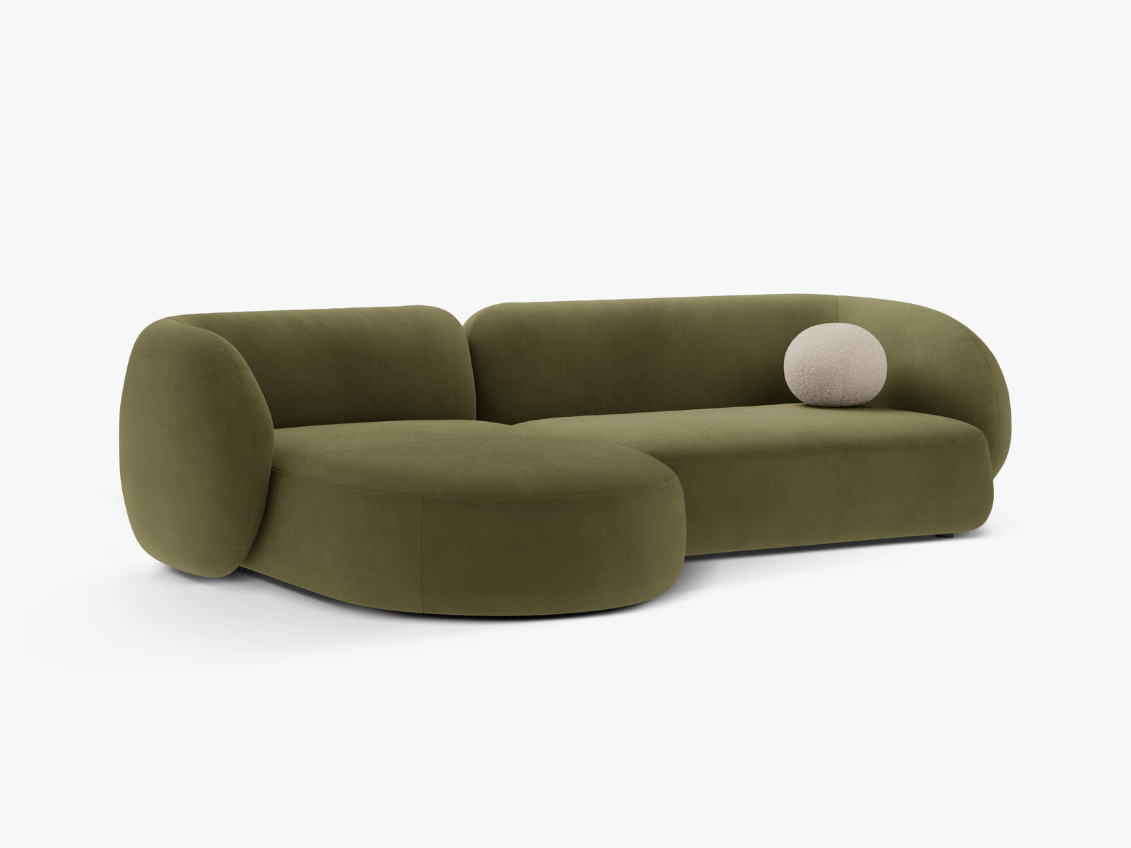 Micadoni Ecksofa Kate 3-Sitzer Links Samt Grün