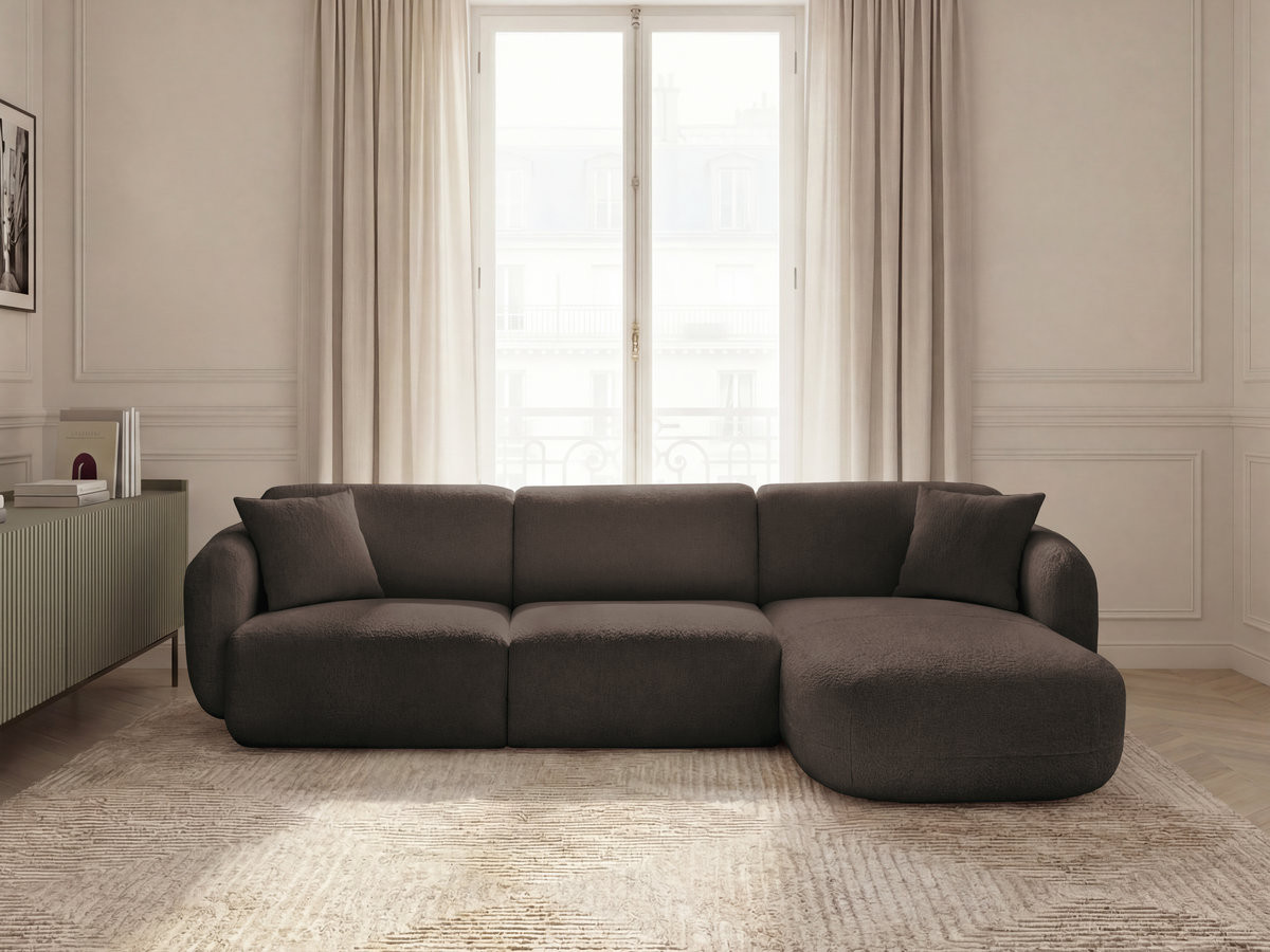 Bobochic Anda Ecksofa 292 × 163 cm Chenille Braun Ecke rechts