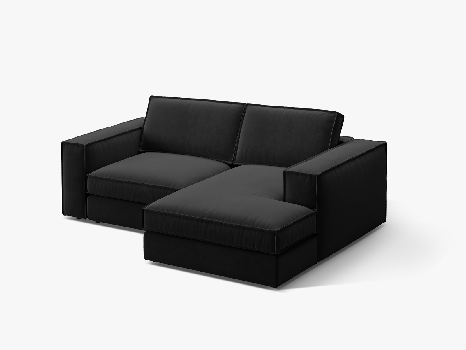 Micadoni modulares Ecksofa Pola 2-Sitzer kleine Version Rechts Samt Salvador Schwarz