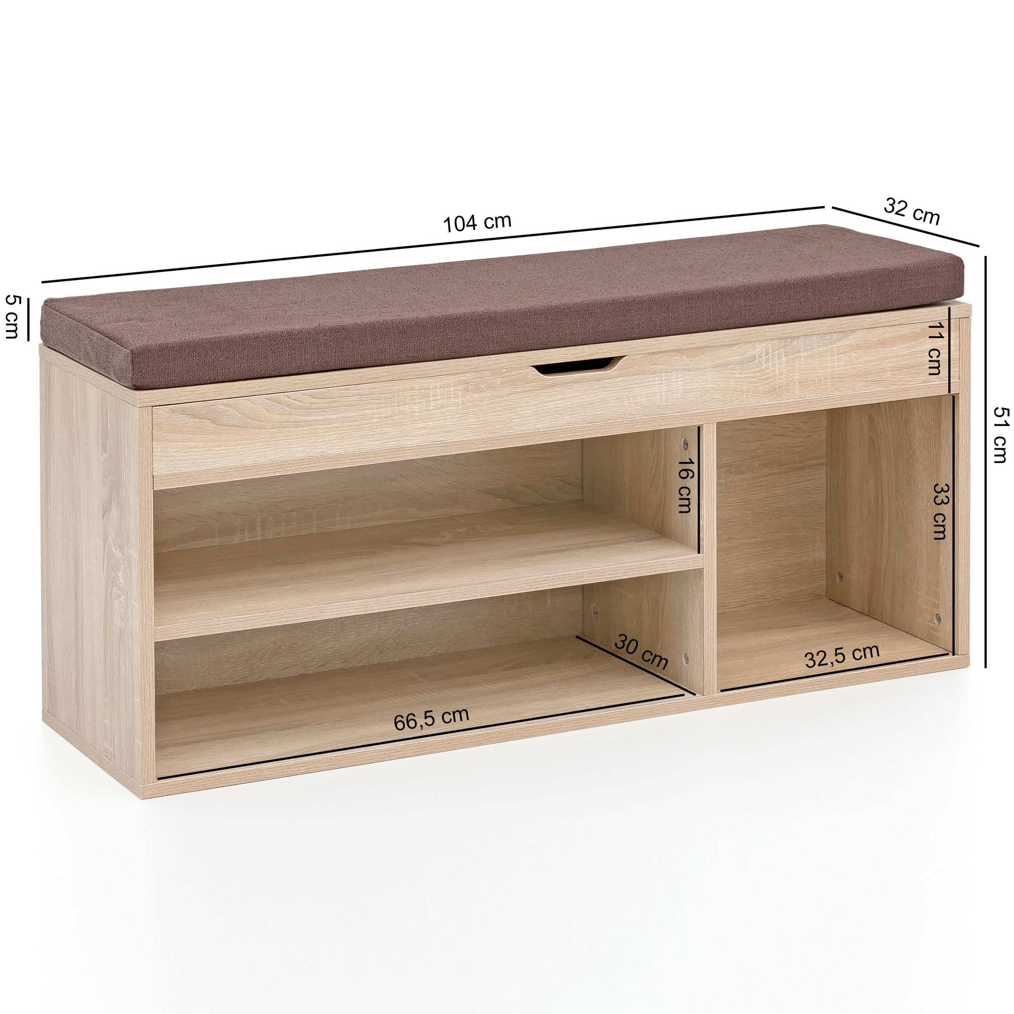 Schuhbank Hrisey Sonoma 104 × 32 × 51 cm