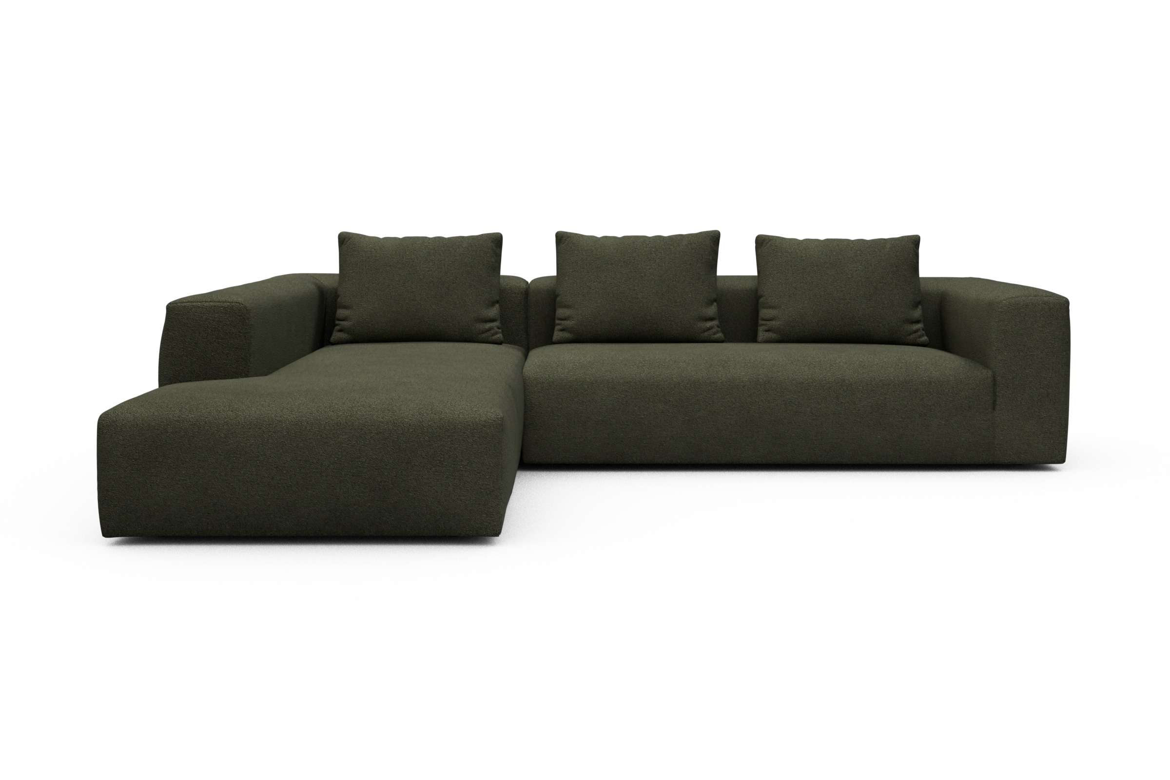 Skandi Home Ecksofa Fred Relax-Ecke links mit 2,5-Sitzer Boucle-Forest-Green moebelfaktor