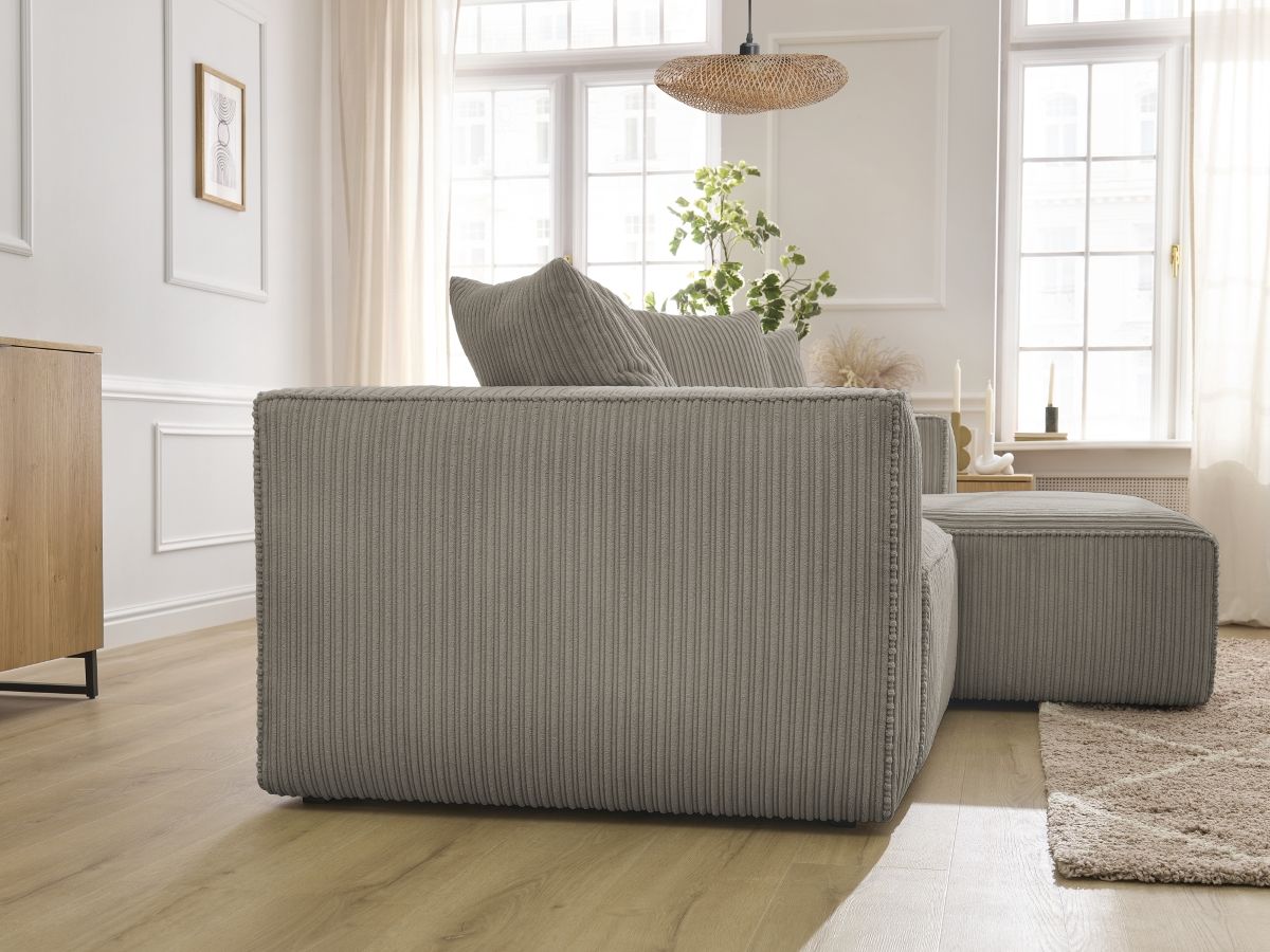 Bobochic Nina Ecksofa Cordsamt Taupe Ecke rechts
