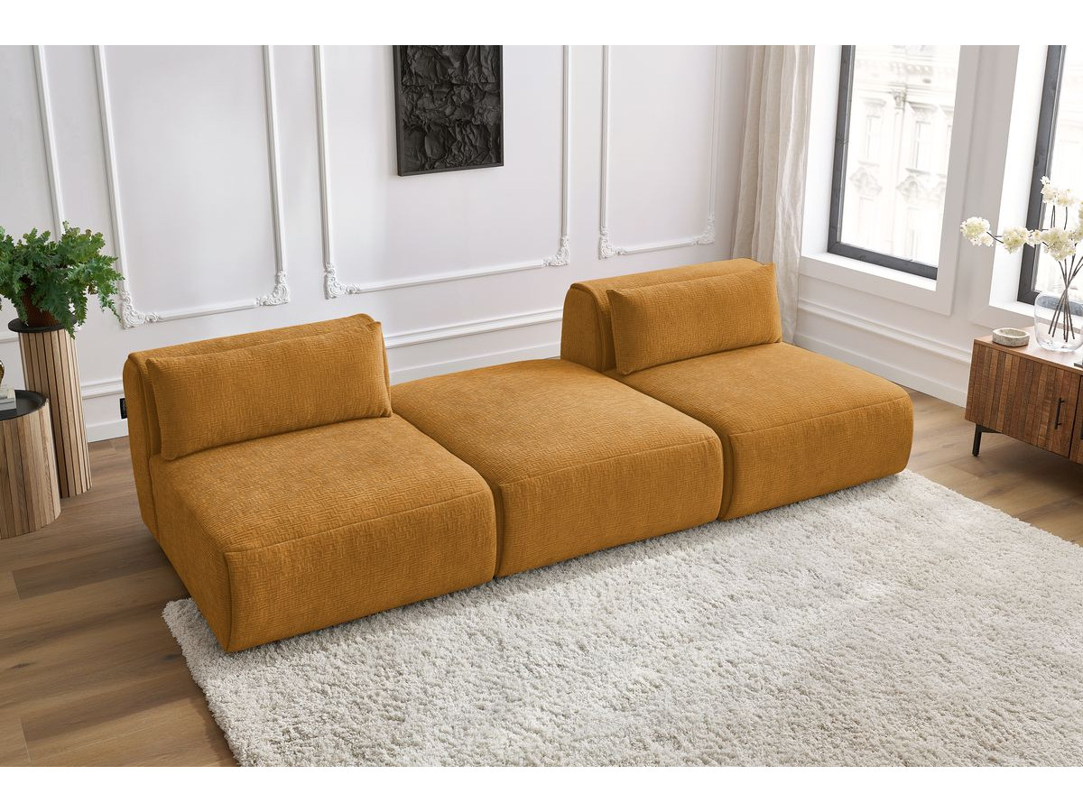 Bobochic Jeanne Sofa 3-Sitzer Strukturstoff Gelb