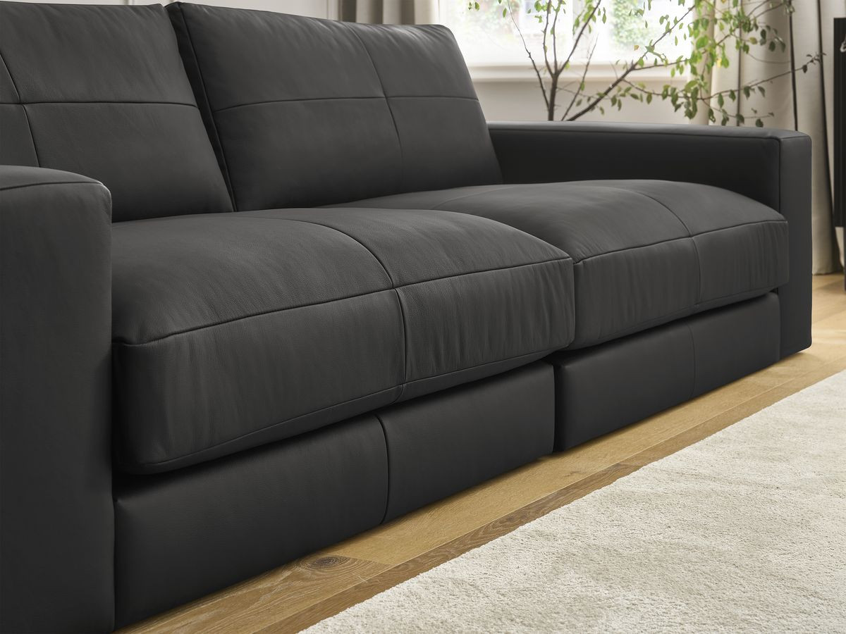 Bobochic Leonard Sofa 3-Sitzer 274 × 109 cm Leder Schwarz