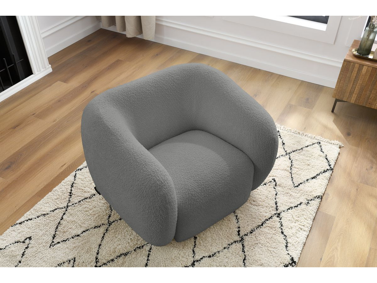 Bobochic Celine Sessel Bouclé-Stoff Dunkelgrau