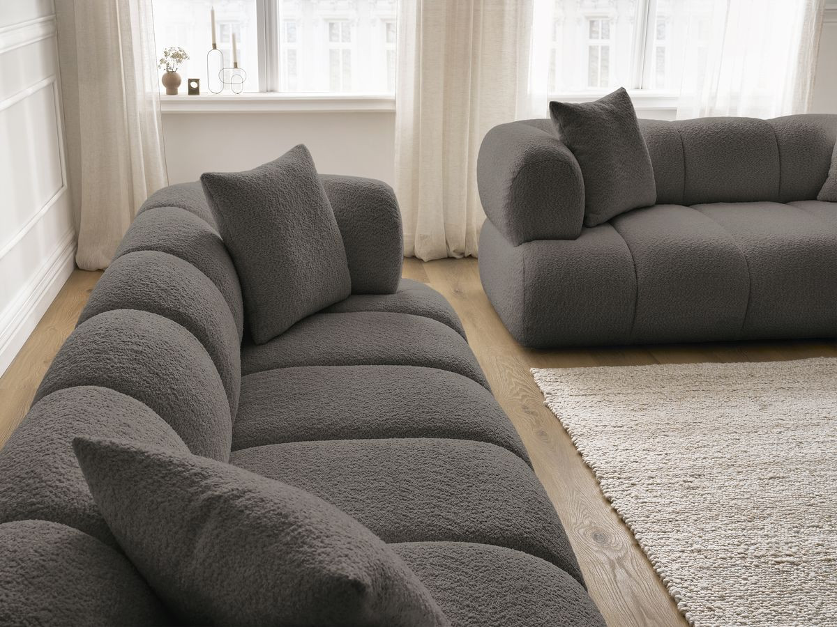 Bobochic Pamira Sofa 5-Sitzer Bouclé-Stoff Braun