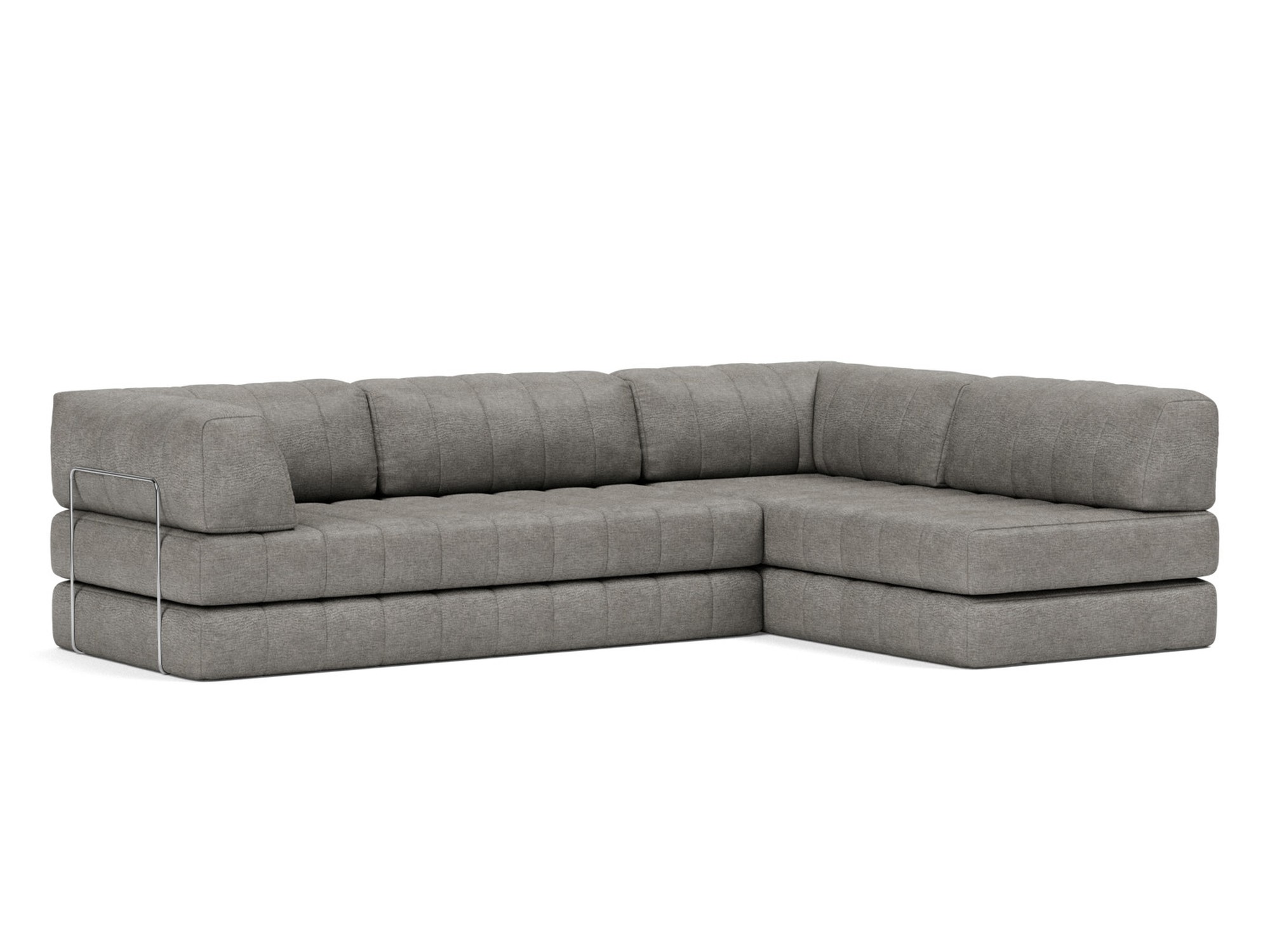 Eck-Schlafsofa CozyPad L-Form mit Armlehne Flachgewebe Avella 282-Warm-Grey