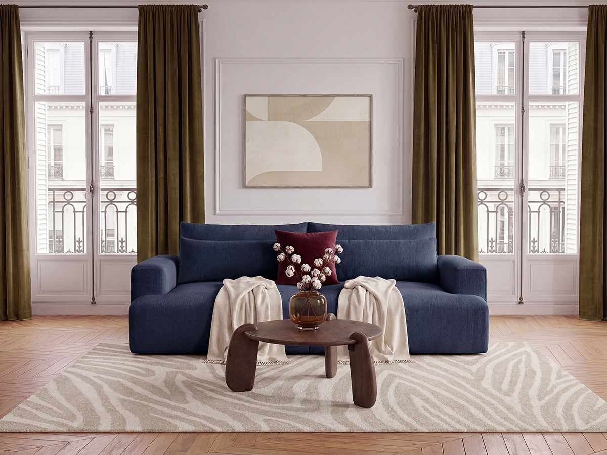 Bobochic Twiny Sofa 3-Sitzer Stoff Blau