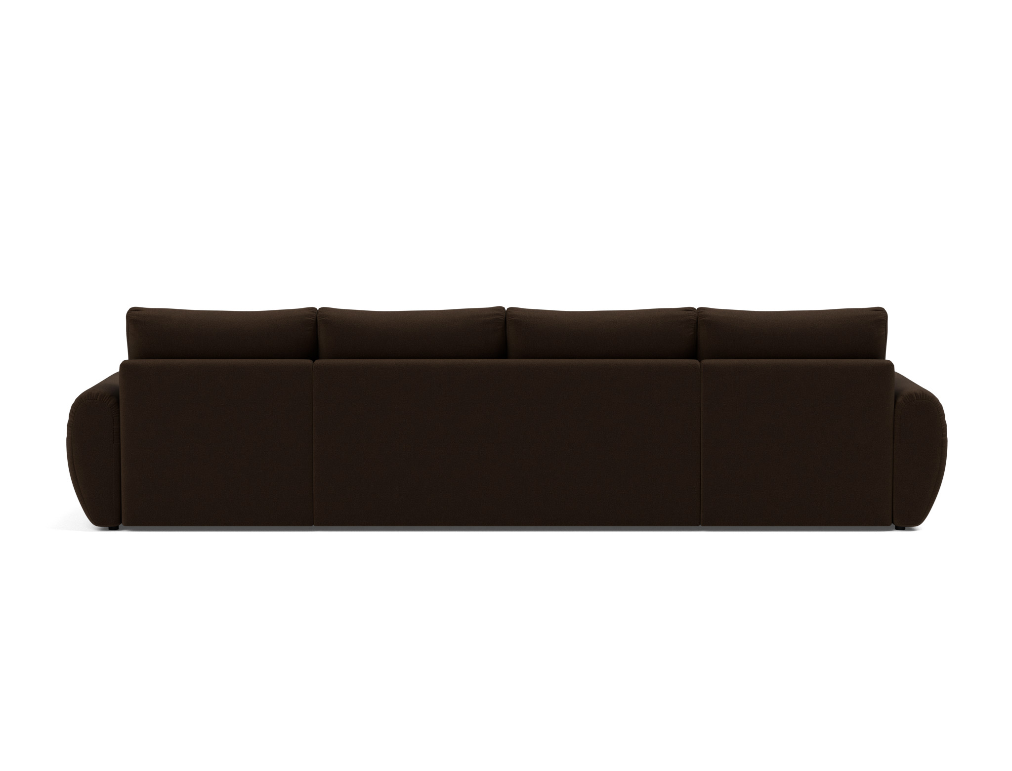 Schlafsofa Norum U-Form mit Curve-Armlehnen Strukturierter Stoff Taura 358-Chocco
