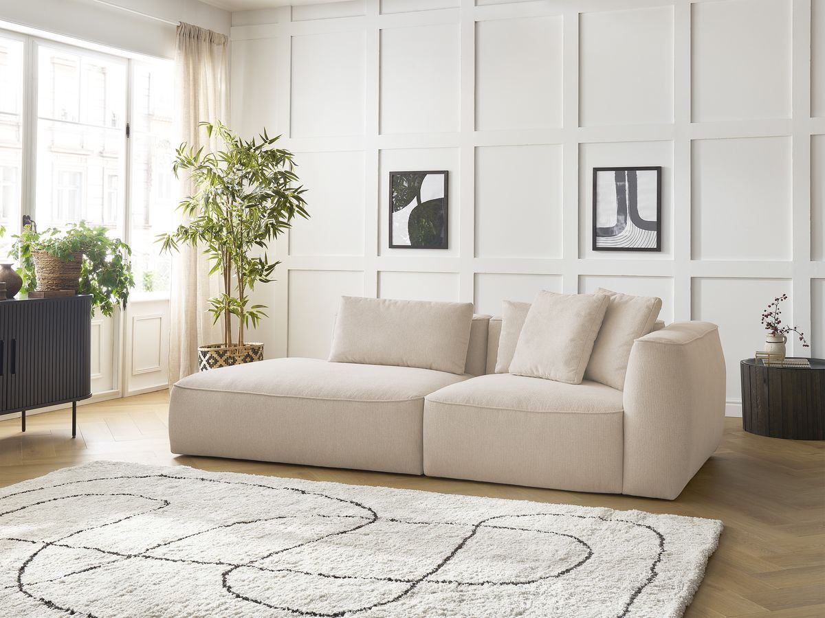 Bobochic Leopold Sofa 3-Sitzer Melange-Stoff Beige Armlehne rechts