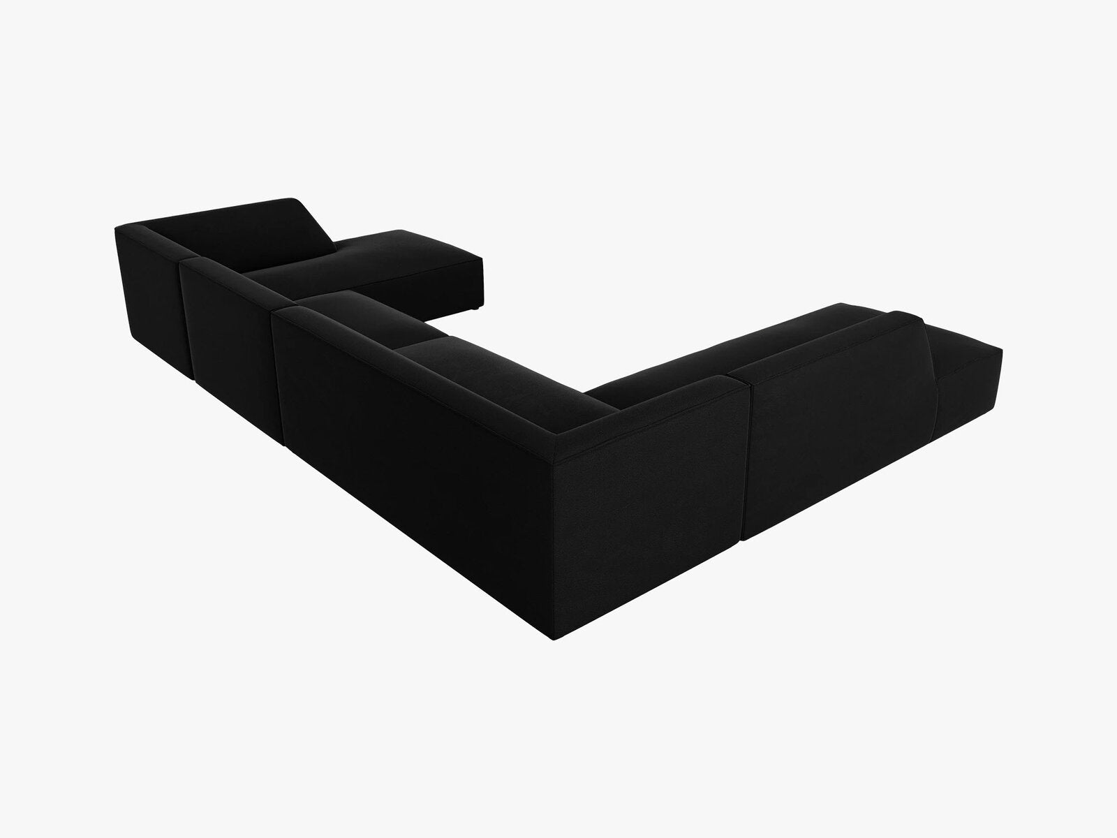 Micadoni Panorama-Ecksofa Ruby 7-Sitzer Links Samt Salvador Schwarz