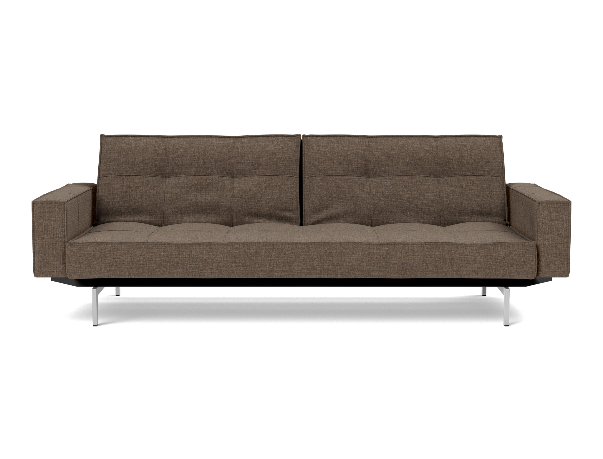 Schlafsofa Splitback mit Armlehnen Chenille Esina 411-Cedar-Brown Beine Chrom
