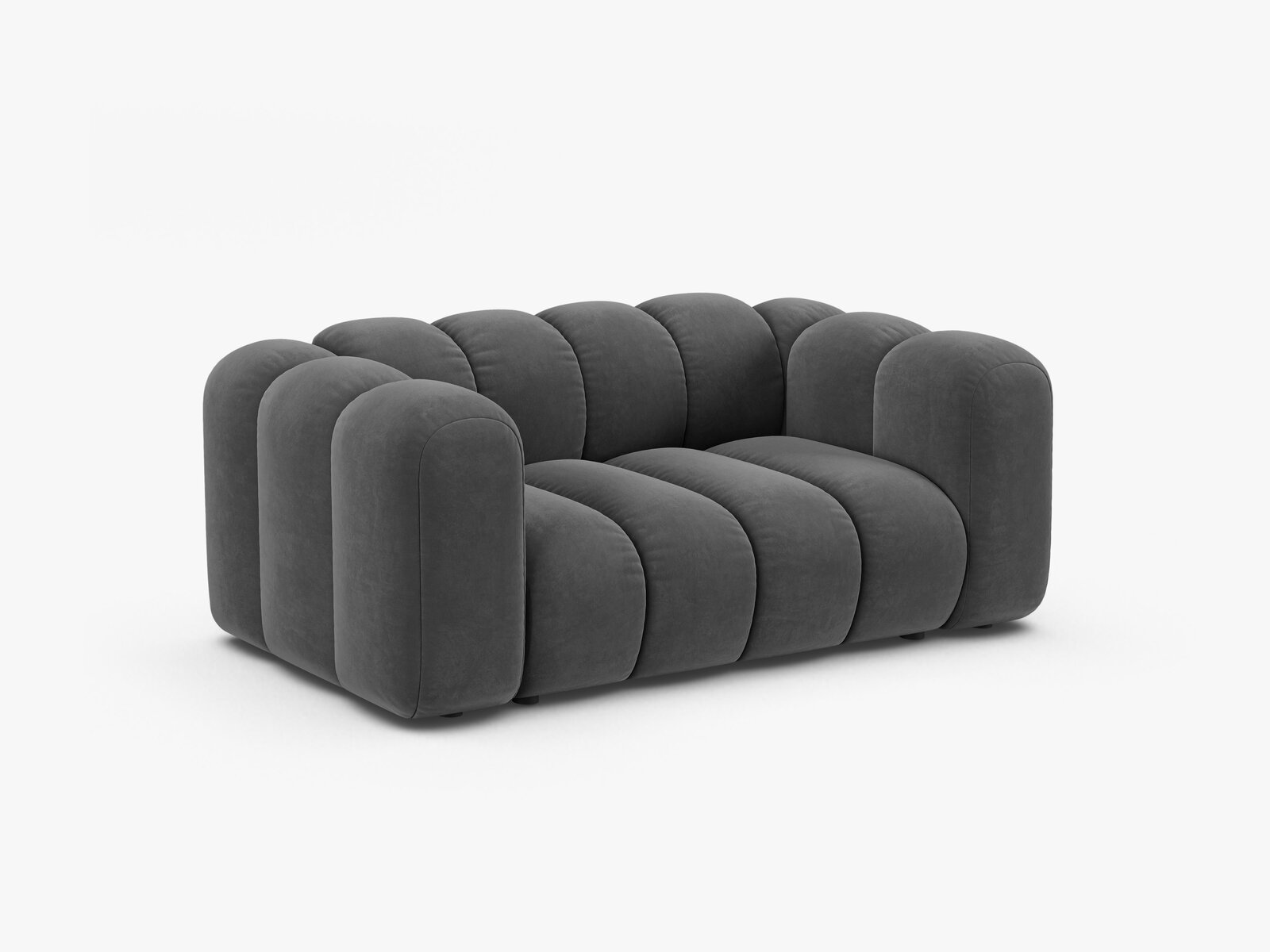 Micadoni Sofa Lupine 2-Sitzer kleine Version Samt Venus Grau