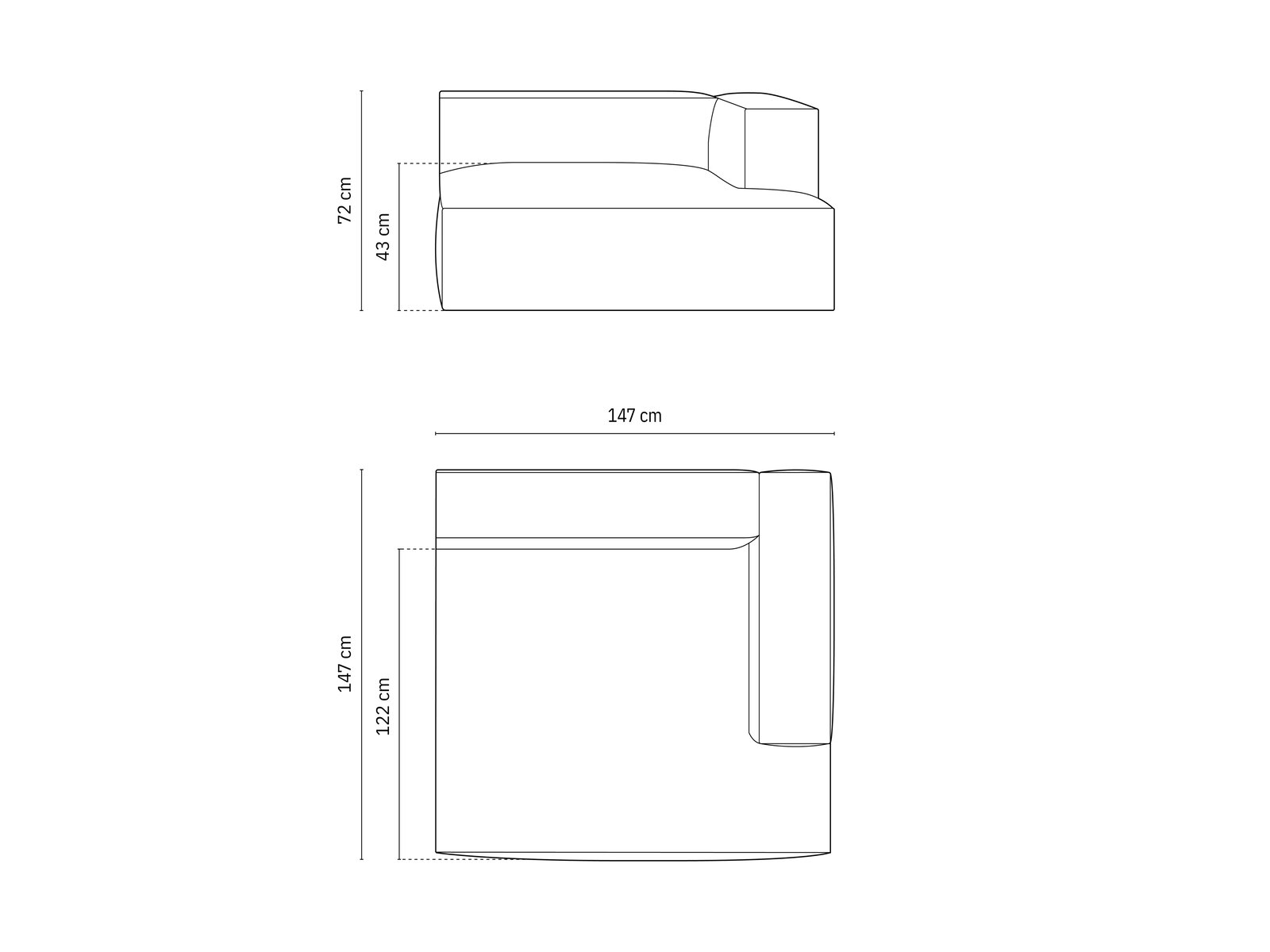 Micadoni Recamiere Nuria Groß 1-Sitzer Rechts Boucle Elfenbein